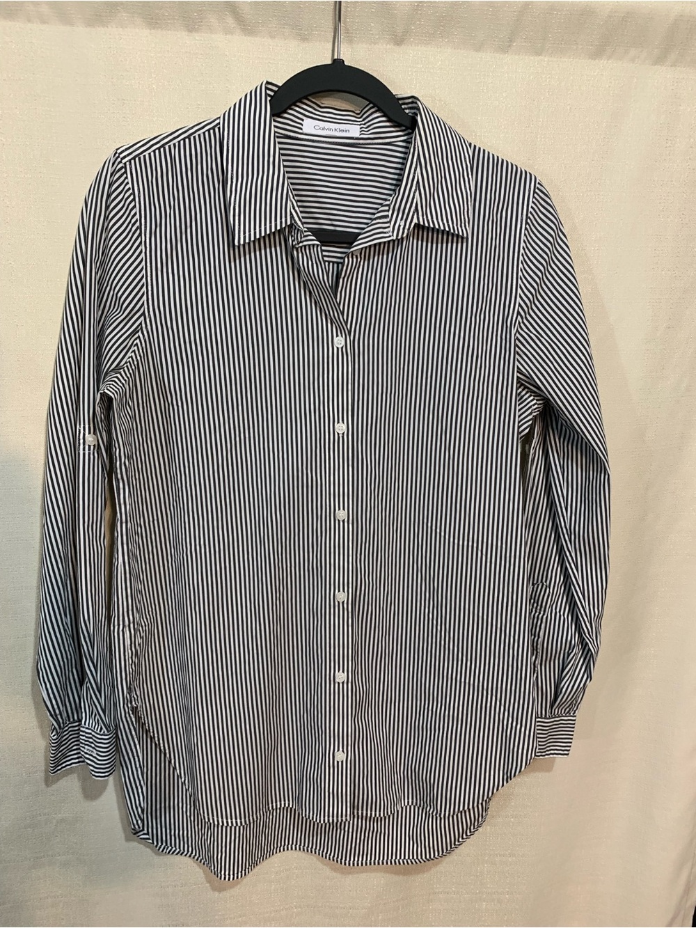 Calvin Klein  women Vertical Black & White Striped Button Shirt  a1/7